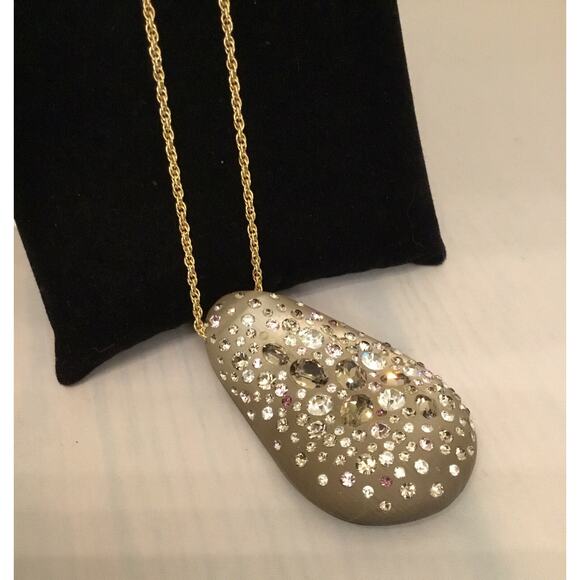 Alexis Bittar Lucite w/Brown/Rose Crystals Pendant Necklace-NWOT Retails $495 - Picture 4 of 5